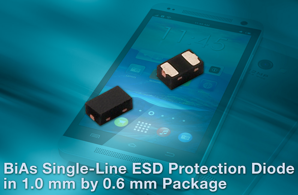 Vishay's BiAs single-line ESD protection diode saves board space
